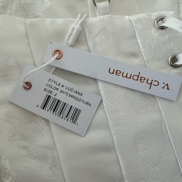 NWT V Chapman Luciana Corset Mini Dress in White Baroque Floral - Picture 7 of 8